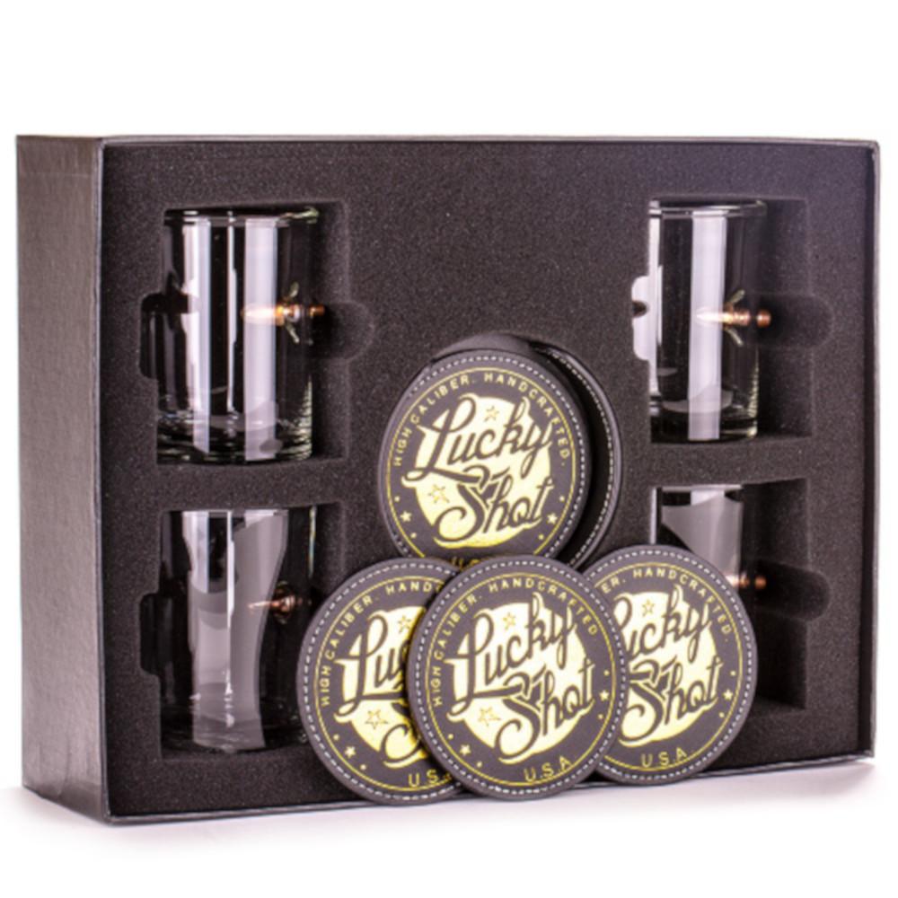 Bullseye North Lucky Shot 308 Caliber Bullet Whiskey Glasses (4) and